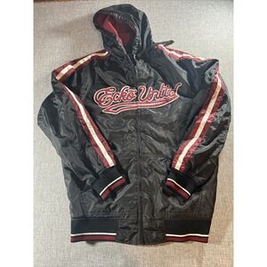 Vintage Ecko Unltd Bomber Jacket M Oversized Y2K Baggy Hooded Striped Full Zip